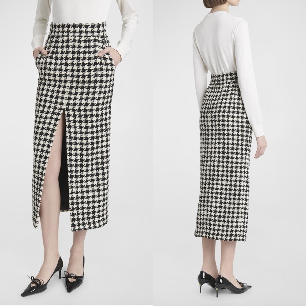 Dolce & Gabbana Pied De Poule Wool Long Macro Maxi Skirt - Picture 6 of 12